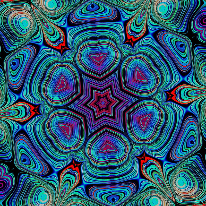 Kaleidoscope me , illusion, mix, swirl, hearts, optical, new, acid, trippy, star, HD phone wallpaper
