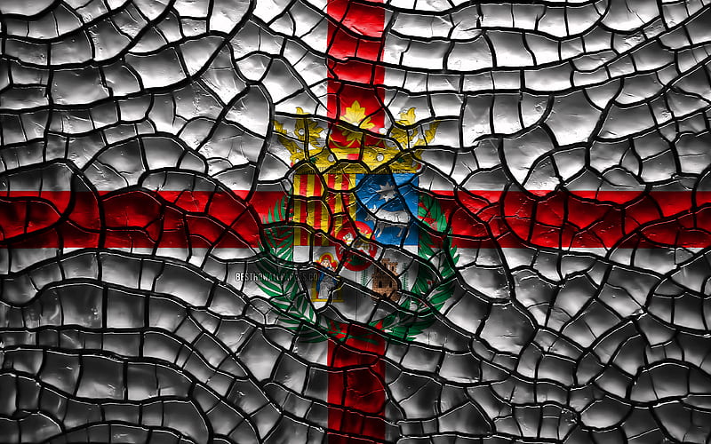 Flag of Teruel spanish provinces, cracked soil, Spain, Teruel flag, 3D art, Teruel, Provinces of Spain, administrative districts, Teruel 3D flag, Europe, HD wallpaper