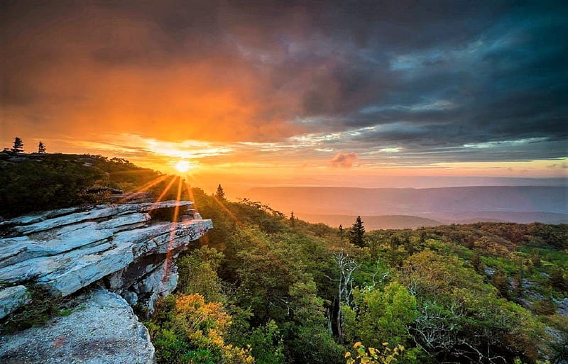 West Virginia Sunset, Mountains, Nature, Sunset, West Virginia, HD wallpaper