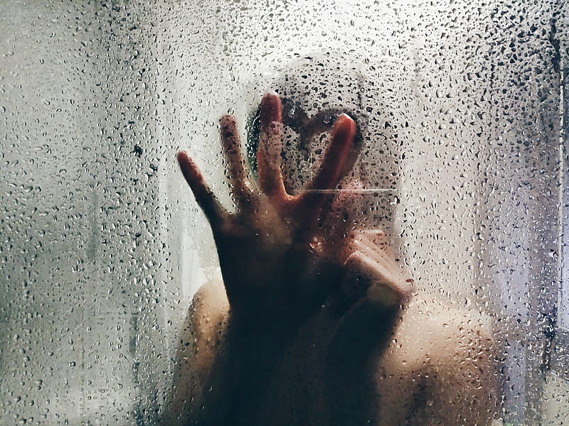 person touching clear shower glass, HD wallpaper