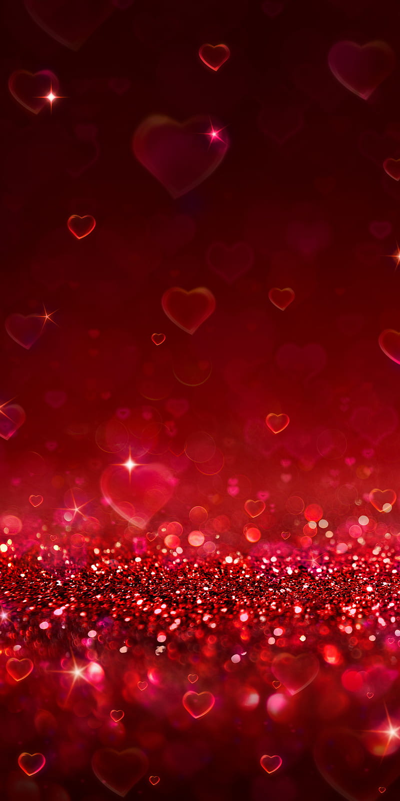 Hearts Glitter, love, red, shine, sparkles, valentine, HD phone wallpaper