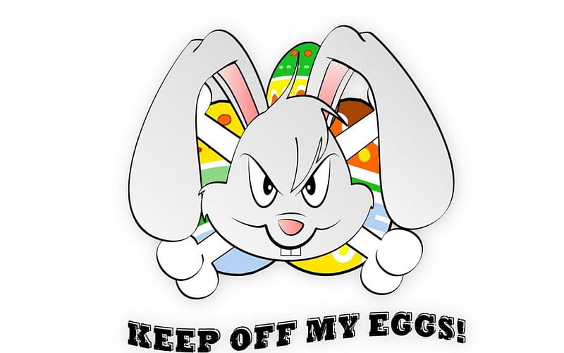 keep off my eggs, eggs, bunny, face, bones, HD wallpaper