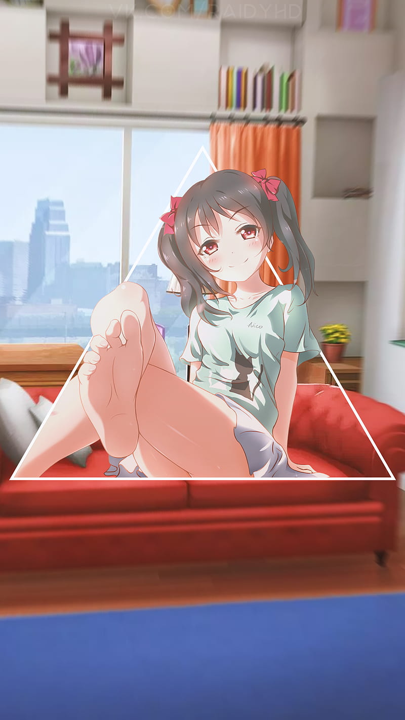 anime girls, anime, -in-, Yazawa Nico, barefoot, Love Live!, HD phone wallpaper