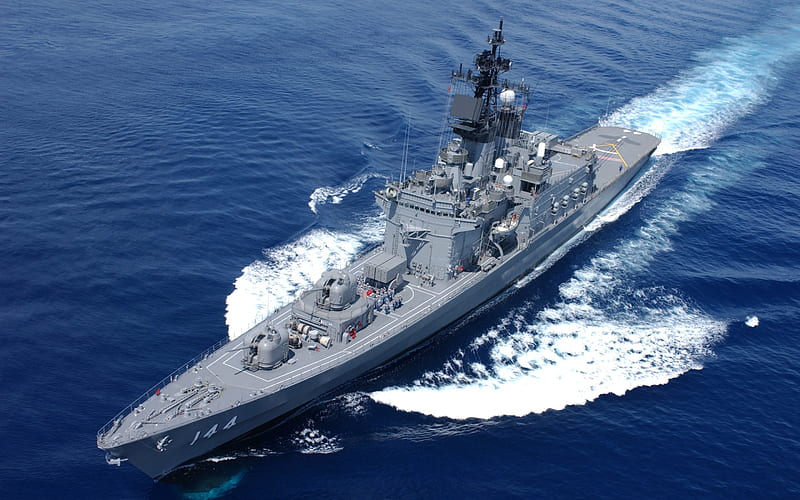 JS Kurama, DDH-144, japanese destroyer, Shirane-class, japan Maritime Self-Defense Force, JMSDF, japanese warships, sea, japan, HD wallpaper