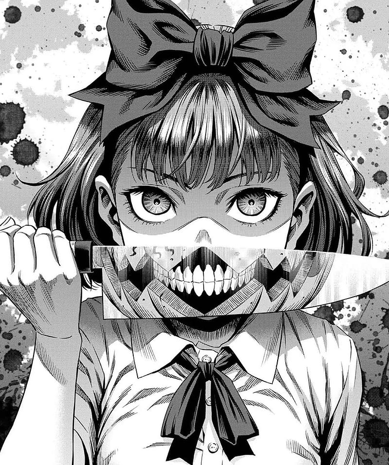 Manga, anime, gore, knife, dark, low saturation, monochrome, black, white,  Psycho, HD phone wallpaper | Peakpx