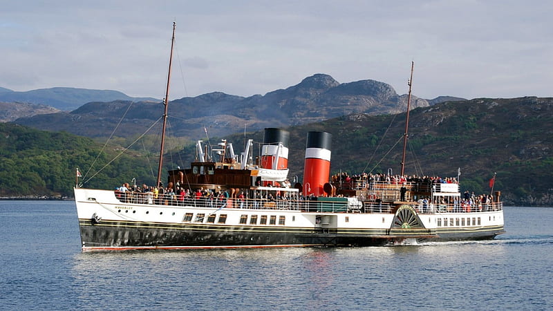 the paddle steamer waverley in scotland, tours, ship, stem, paddle, HD wallpaper