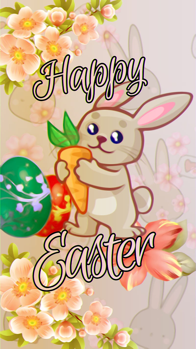 Cute rabbit bunny happy easter cartoon doodle wallpaper  Download on  Freepik