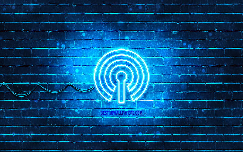 Cell Tower neon icon blue background, neon symbols, Cell Tower, neon icons, Cell Tower sign, technology signs, Cell Tower icon, technology icons, HD wallpaper