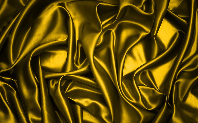 yellow silk yellow fabric texture, silk, yellow backgrounds, yellow satin, fabric textures, satin, silk textures, HD wallpaper