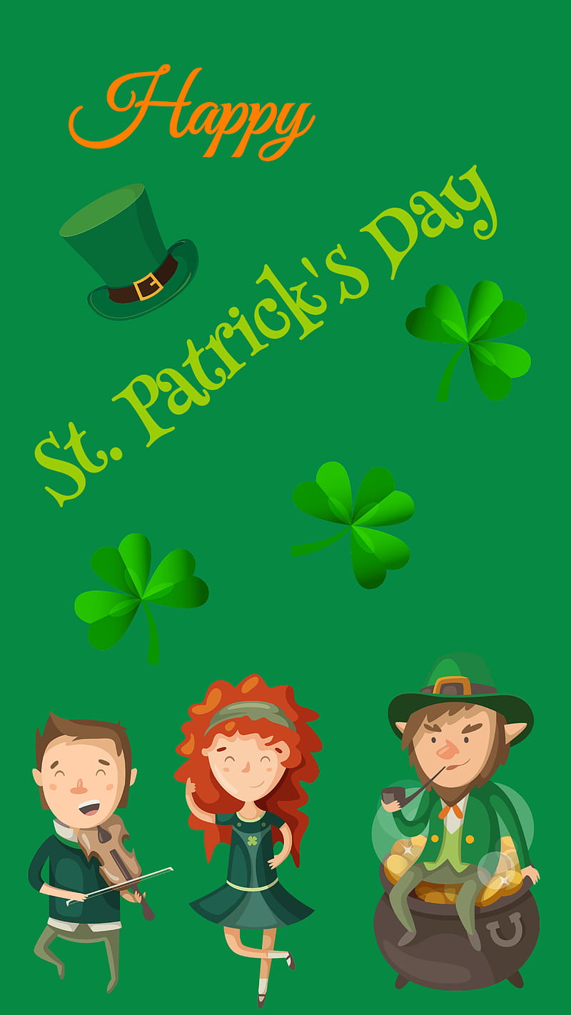 St Patrick s Day, clovers, green, green clovers, happy, holidays, irish, leprechaun, leprechauns, little people, spring, HD phone wallpaper