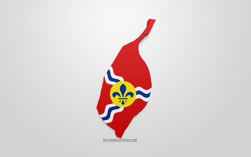 Saint Louis map silhouette, 3d flag of Saint Louis, American city