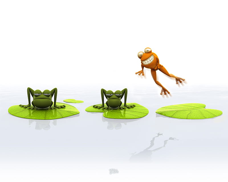 Jumping Frog, frogs, jumping, hop, lillypad, frog, 3d, lily pads, funny,  jump, HD wallpaper | Peakpx