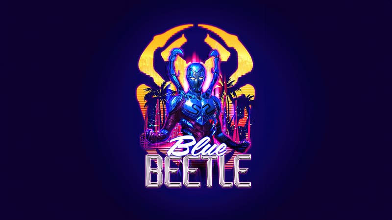 Blue Beetle Illustration, blue-beetle, 2023-movies, movies, superheroes, poster, artwork, illustration, artist, behance, HD wallpaper