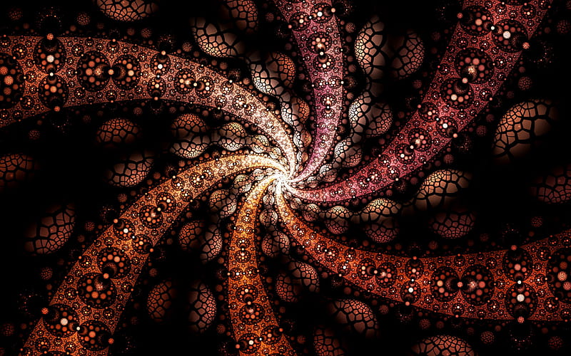 fractals, brown background, artwork, 3d art, nightmare, vortex, creative, fractal art, HD wallpaper