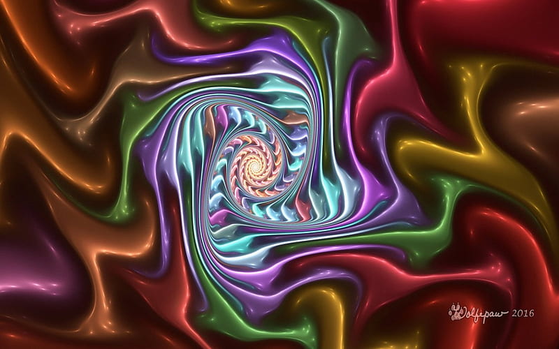 Liquid Metal Swirl, colors, abstract, spiral, fractal, HD wallpaper