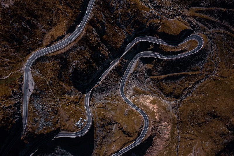 aerial graphy of zig-zag road, HD wallpaper