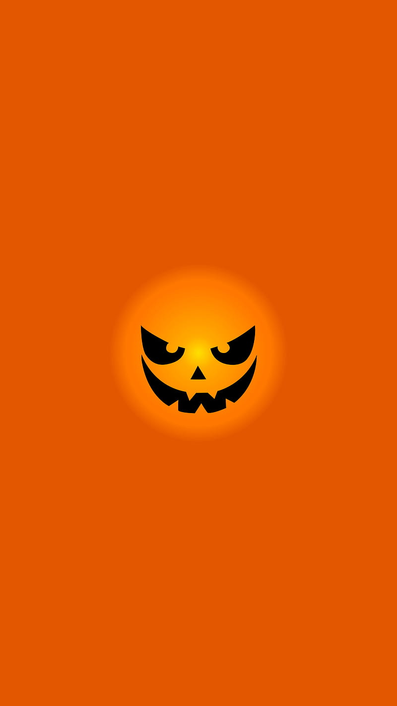 Halloween pumpkin, iPhone, symbol, Background, Black, Minimal, Orange, eye, head, sfondi, shadows, Samsung, immagini, HD phone wallpaper