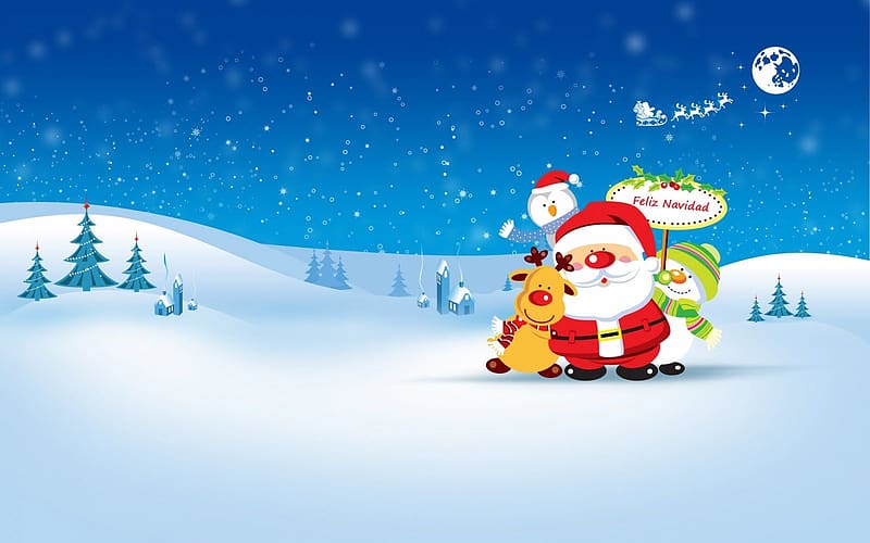 Banco de Imágenes Gratis: de Navidad con Santa Claus (Linda Ilustración), Feliz Navidad, HD wallpaper