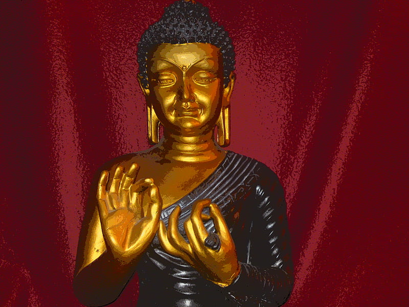 Golden Buddha red Ground, buddha, red, golden, meditate, HD wallpaper |  Peakpx