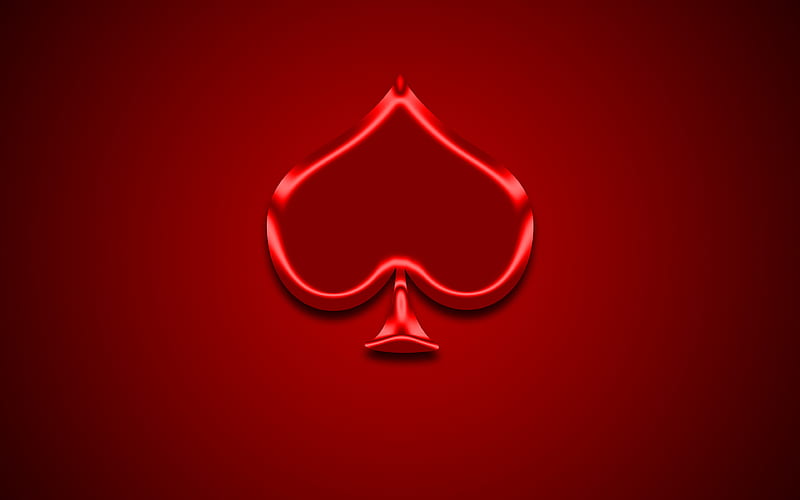 Hearts cards suit, art, red background, HD wallpaper