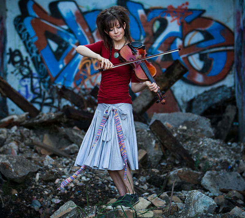 Lindsey Stirling, cute, dancer, girl, music, violin, HD wallpaper