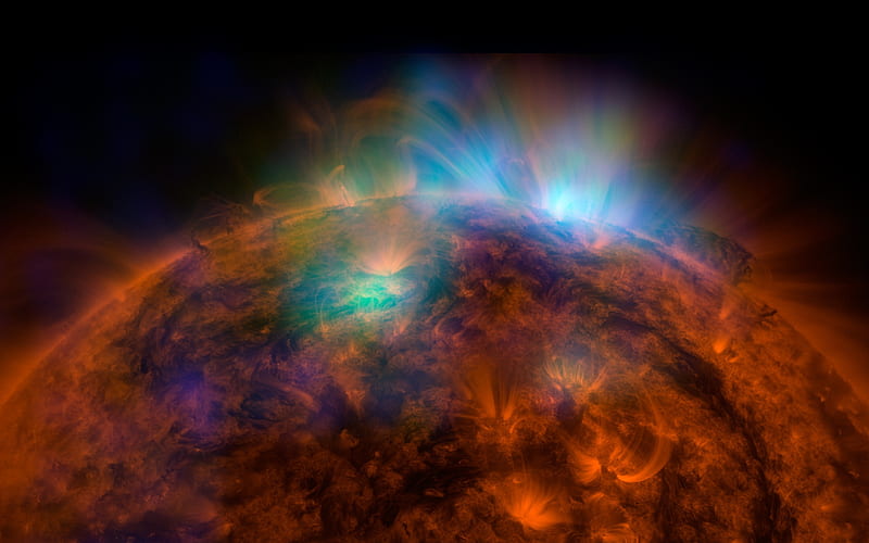 Sun, near, open space, solar system, flash in the sun concepts, magnetic storms causes, HD wallpaper