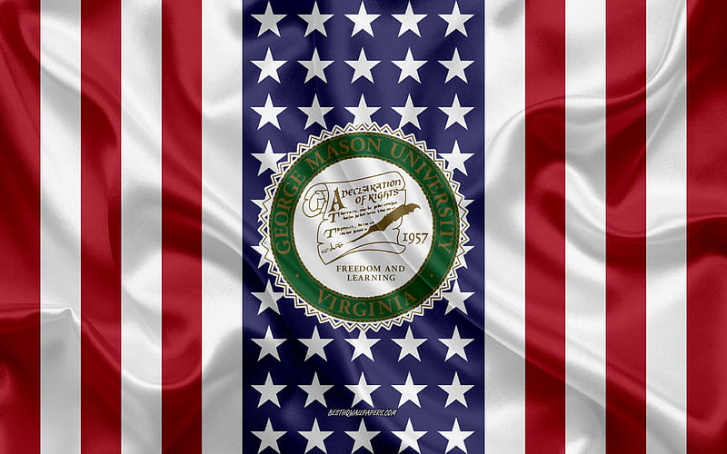 George Mason University Emblem, American Flag, George Mason University logo, Fairfax City, Virginia, USA, George Mason University, HD wallpaper