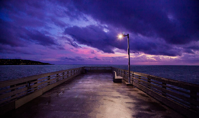 Beautiful View From The Dock , dock, nature, ocean, dusk, dawn, seascape, HD wallpaper
