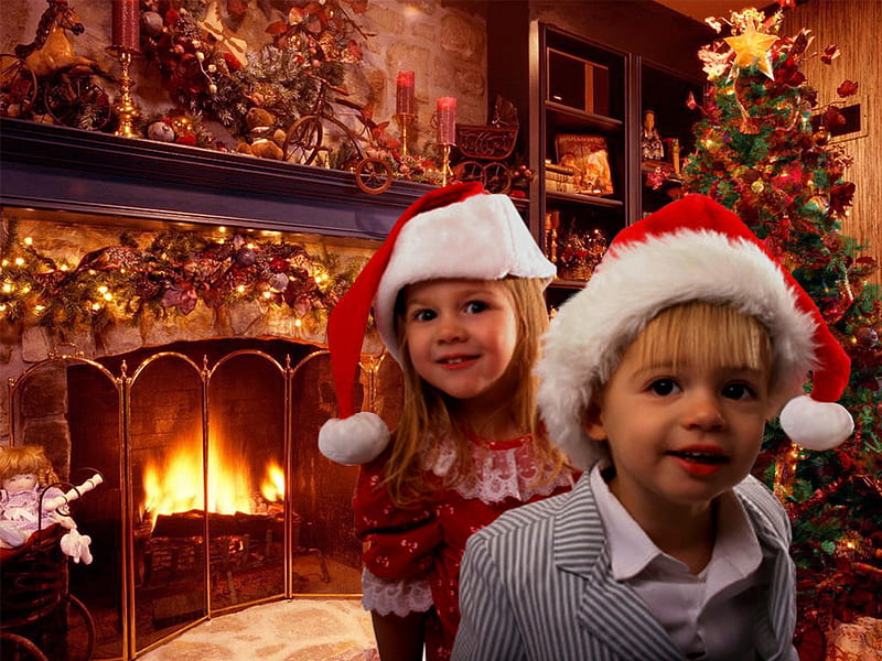 Two of Santas little helpers, holidays, santa, christmas, xmas, HD wallpaper