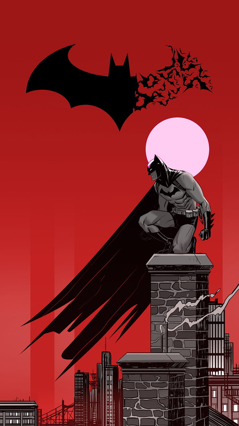 Red Batman, batman, batmanwithunicornhead, darkknight, HD phone wallpaper
