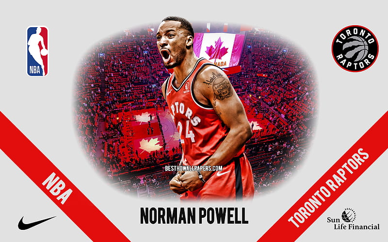 Norman Powell, Toronto Raptors, American Basketball Player, NBA, portrait, USA, basketball, Scotiabank Arena, Toronto Raptors logo, HD wallpaper