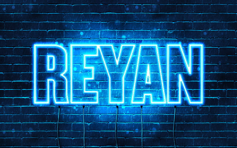 Reyan, , with names, Reyan name, blue neon lights, Happy Birtay Reyan, popular arabic male names, with Reyan name, HD wallpaper