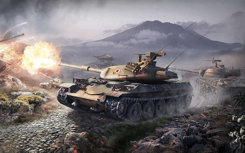 World of tanks, online game, tanks, wot, stb-1, type 61, sta-1, e 75, Japanese tanks, World War II, HD wallpaper