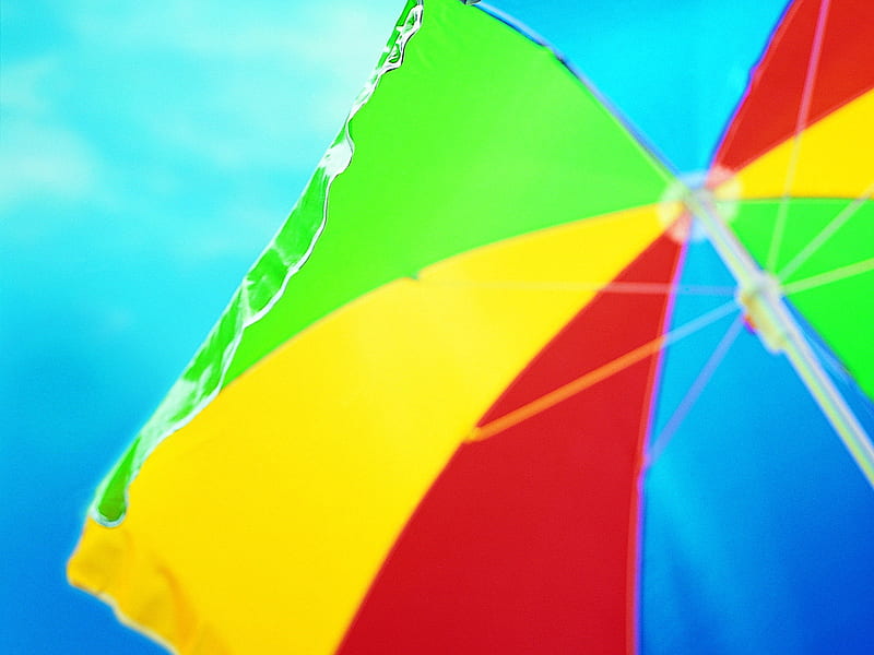 rainbow beach umbrella - Summer Still Life graphy logo, HD wallpaper