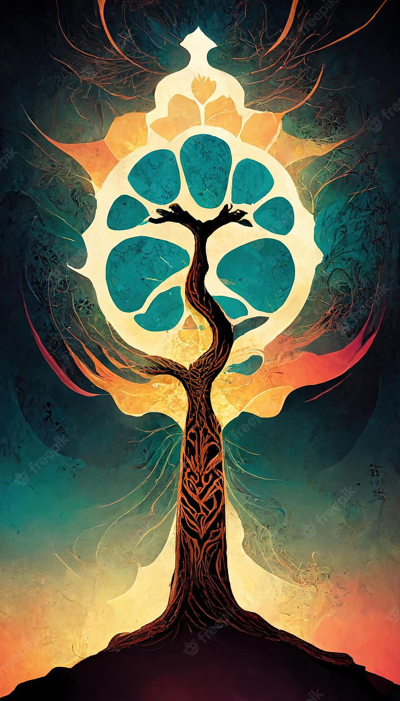 Premium . Tree of life sacred symbol individuality prosperity and growth concept 3D illustration, HD phone wallpaper