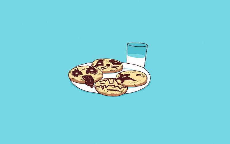 kiss cookies, plate, cookies, milk, kiss, HD wallpaper