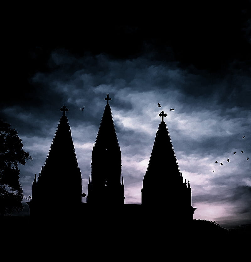 Dark, black, church, sky, temple, theme, HD phone wallpaper | Peakpx