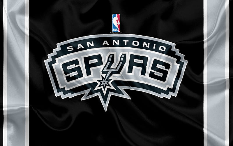 San Antonio Spurs, basketball club, NBA, emblem, new logo, USA, National Basketball Association, silk flag, basketball, San Antonio, Texas, USA basketball league, Southwest Division, HD wallpaper