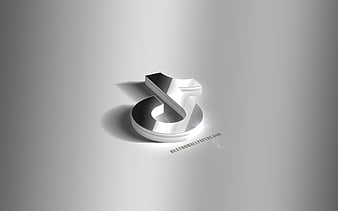 TikTok 3D silver logo, TikTok, social networks, gray background, TikTok logo, TikTok 3D emblem, metal TikTok 3D logo, HD wallpaper