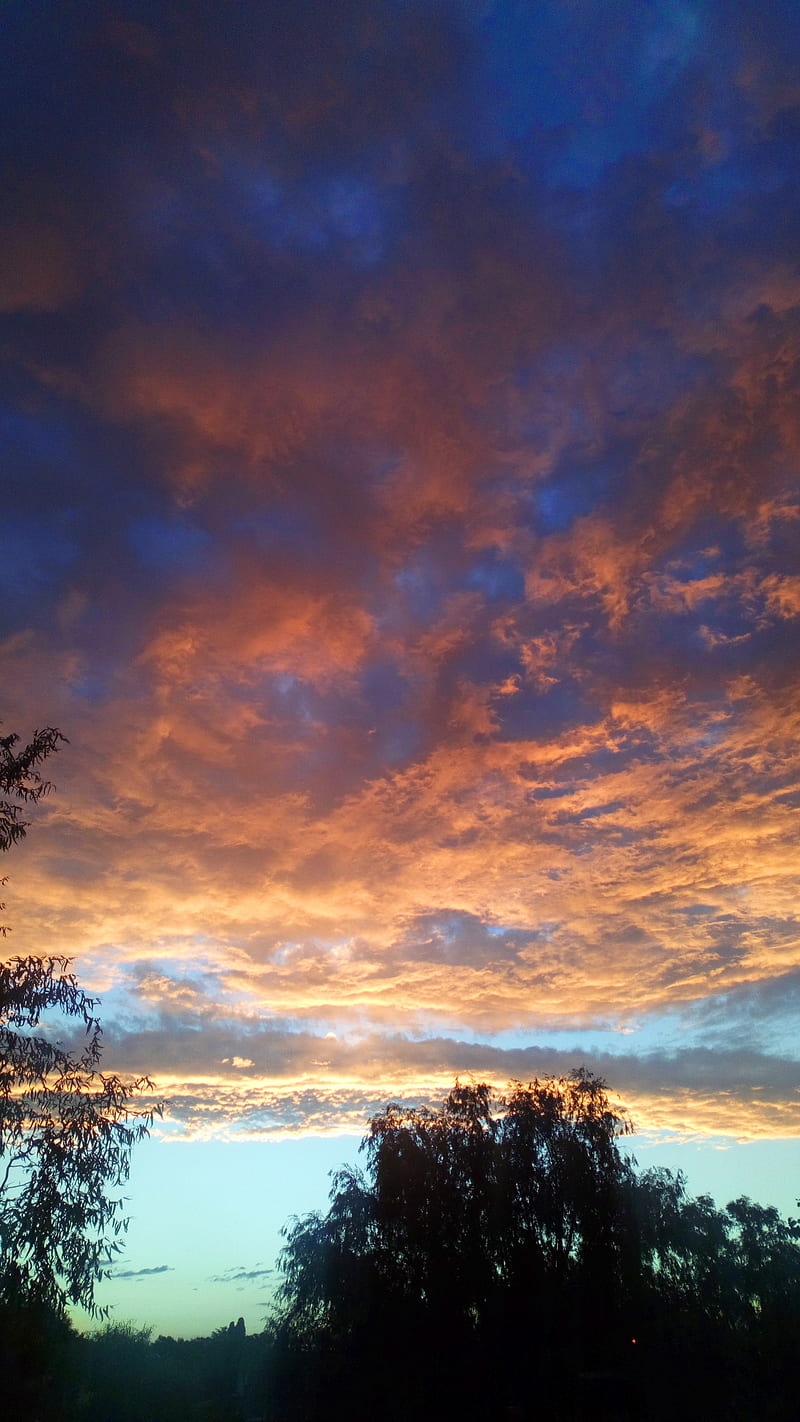 sky, atarde, sunset, naranja, nube, romantico, HD phone wallpaper