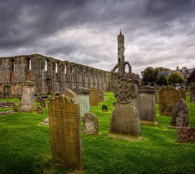 Celtic Graveyard, cemetery, ireland, irish, st paddy, HD wallpaper