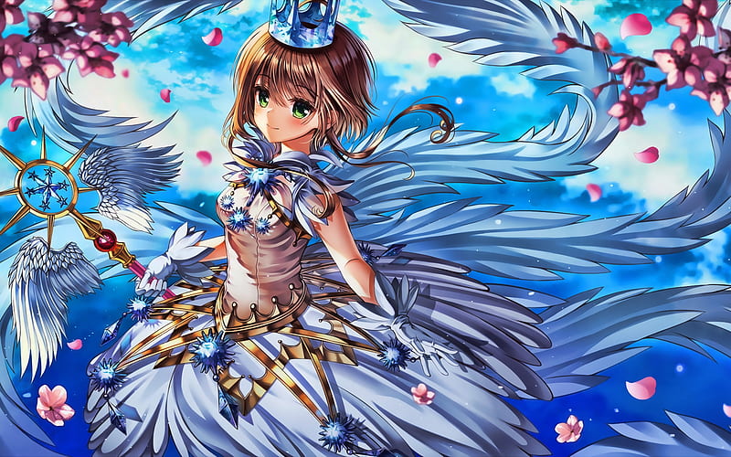 Kinomoto Sakura, protagonist, Cardcaptor Sakura, manga, wings, Sakura, HD wallpaper