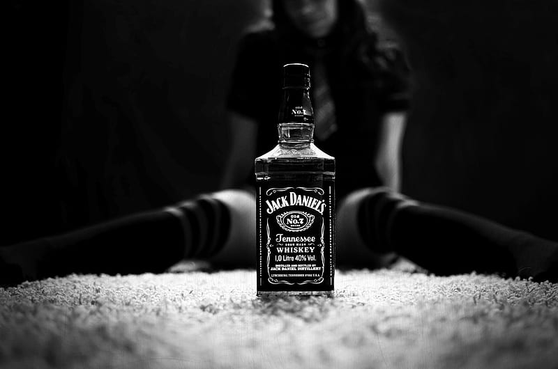 Jack Daniels, whiskey, alcohol, girl, bottle, HD wallpaper