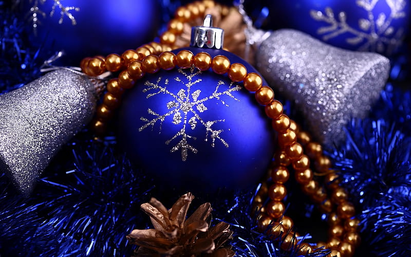 Blue balls, holidays, lovely, christmas, new year, candles, cute ...