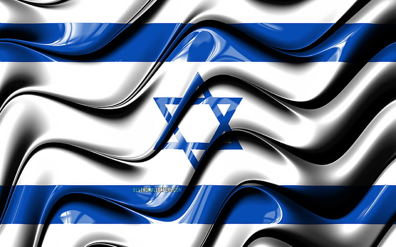 Israeli flag Asia, national symbols, Flag of Israel, 3D art, Israel, Asian countries, Israel 3D flag, HD wallpaper