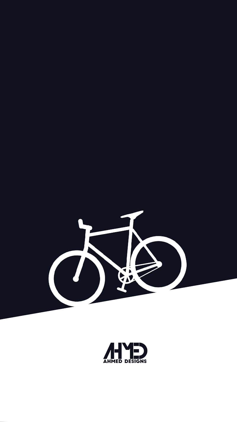 Bicycle, ahmed designs, black, desenho, minimalist, mountain, white, HD phone wallpaper