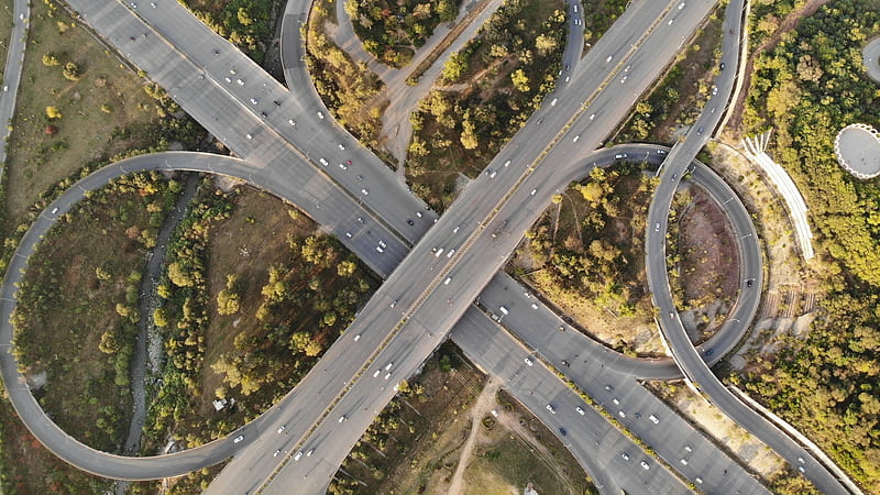 highway, top view, crossroads, cars, Others, HD wallpaper