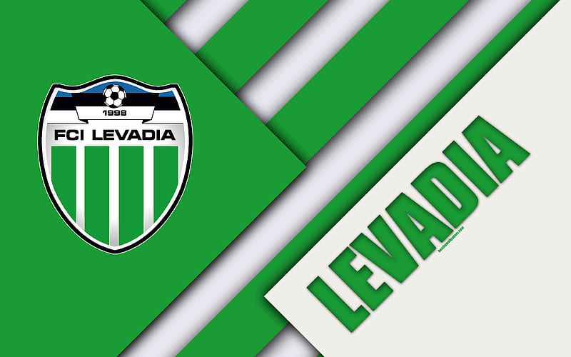 FC Levadia Estonian football club, logo, material design, green white abstraction, Meistriliiga, Tallinn, Estonia, football, Estonian football league, HD wallpaper