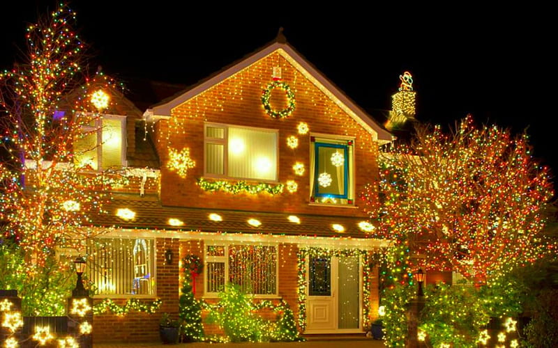 Christmas Eve, architecture, Christmas, house, lights, HD wallpaper ...
