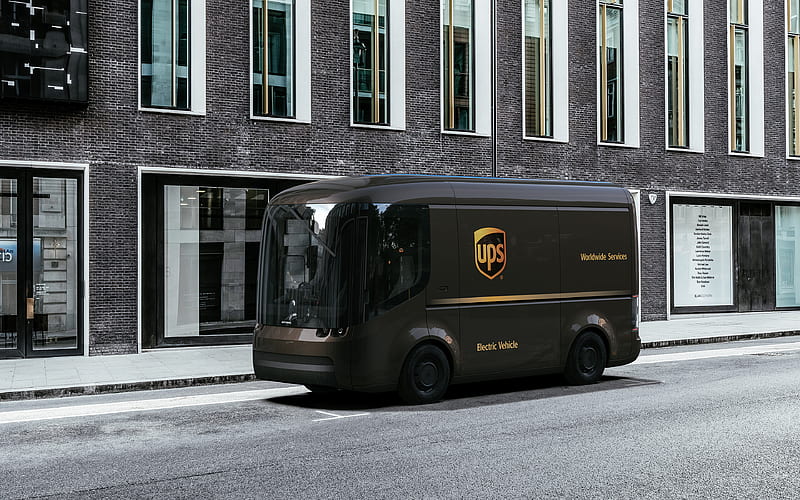 Arrival UPS Electric Delivery Vehicle street, 2020 buses, cargo transport, electric buses, Arrival UPS, HD wallpaper